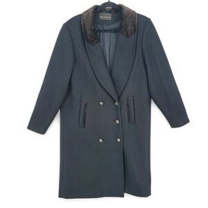 David Benjamin Wool Coat 8 Black Vintage Paisley Collar Long Dressy Overcoat‎